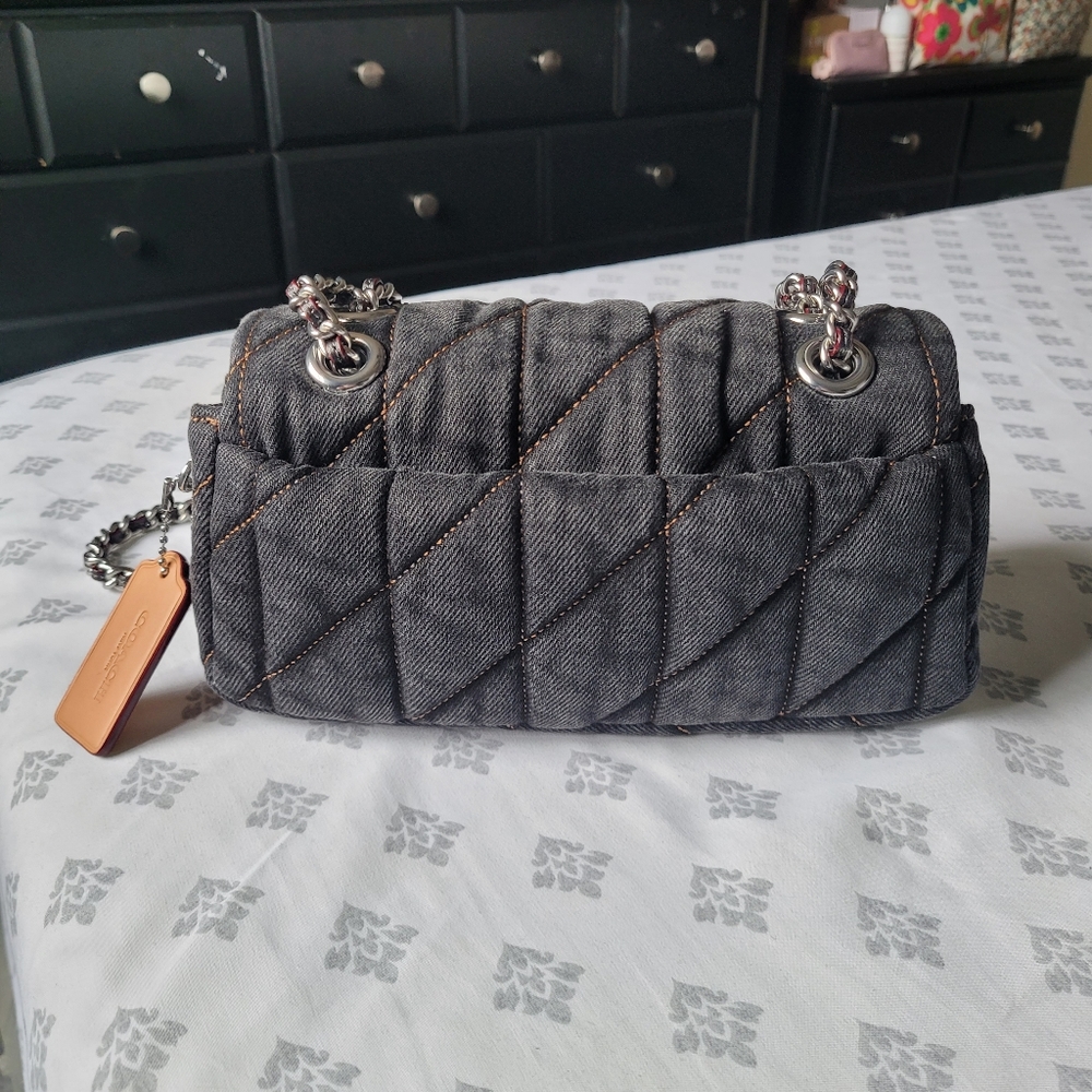 Coach Quilted Black Denim Tabby 20 Shoulder and Crossbody Bag - Picture 2 of 16
